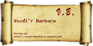 Vozár Barbara névjegykártya